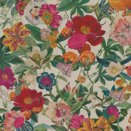 Coupon 3m Tissu Flashy Floral Fond Coloris Lin Digital