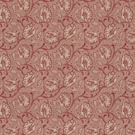 Coupon 3m Tissu Bloomy Art Craft Lie de Vin Fond Coloris Lin