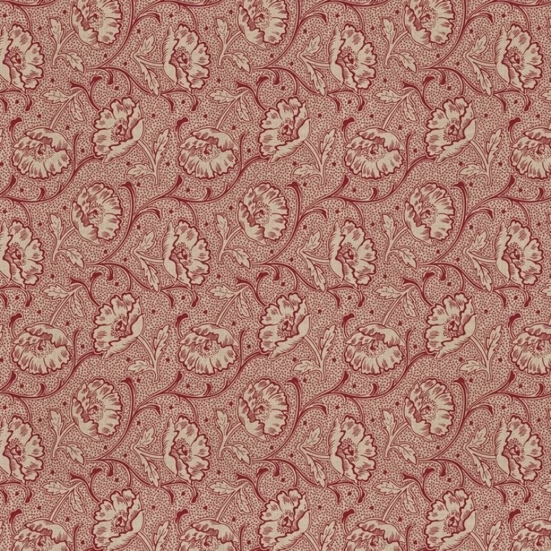 Coupon 3m Tissu Bloomy Art Craft Lie de Vin Fond Coloris Lin