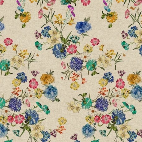 Coupon 3m Tissu Toile Halima Fond Lin