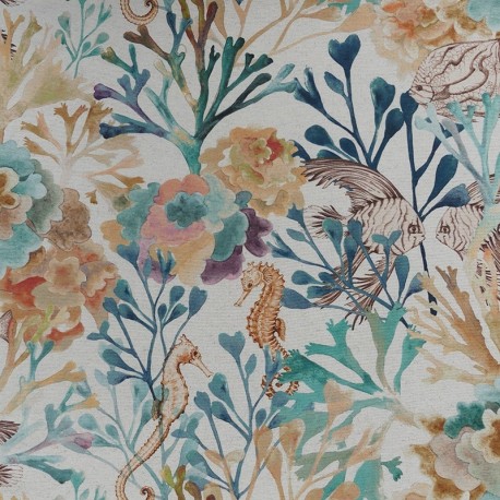 Coupon 3m Toile Coton Lin Nami Bleu 