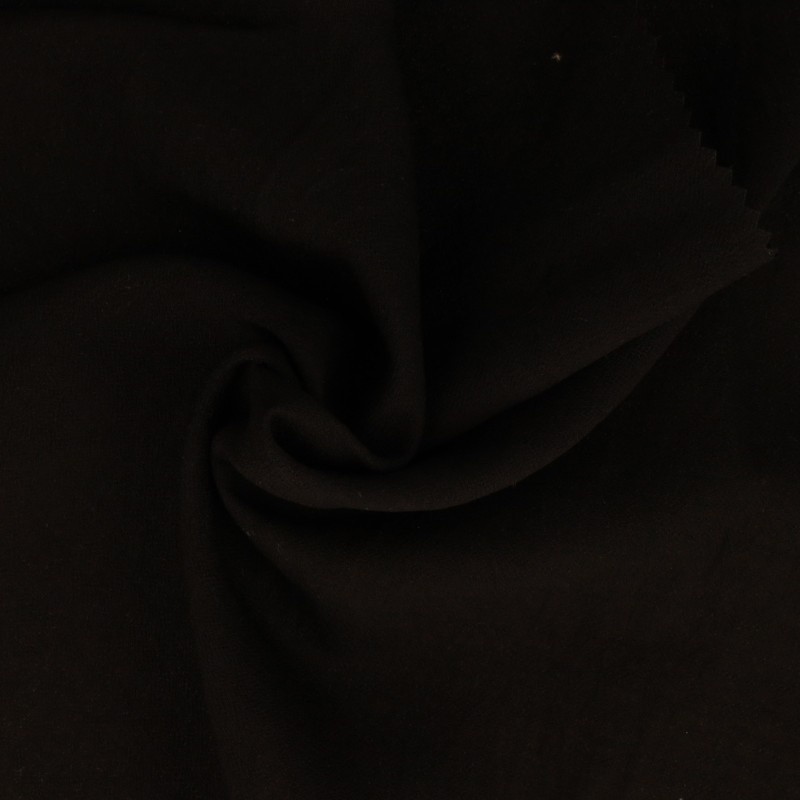 Coupon 3m Tissu Crêpe Viscose Uni Noir 