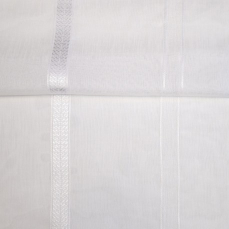 Coupon 3m Tissu Etamine Rayée Elegance Blanc 