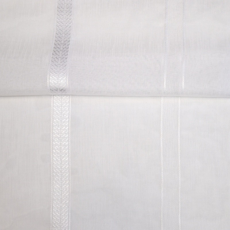 Coupon 3m Tissu Etamine Rayée Elegance Blanc 
