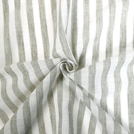 Coupon 3m Tissu Etamine Rayée Vasco Kaki 