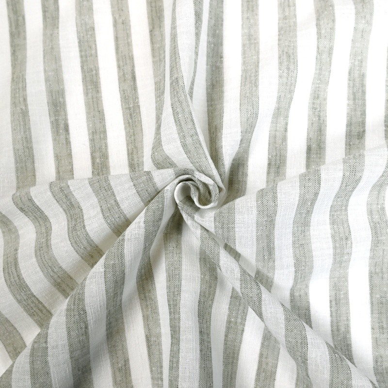 Coupon 3m Tissu Etamine Rayée Vasco Kaki 