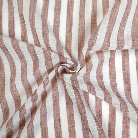 Coupon 3m Tissu Etamine Rayée Vasco Terracotta 