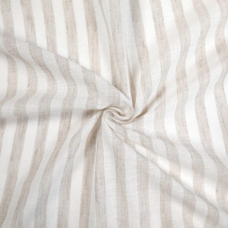 Coupon 3m Tissu Etamine Rayée Vasco Coloris Lin 