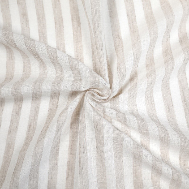 Coupon 3m Tissu Etamine Rayée Vasco Coloris Lin 