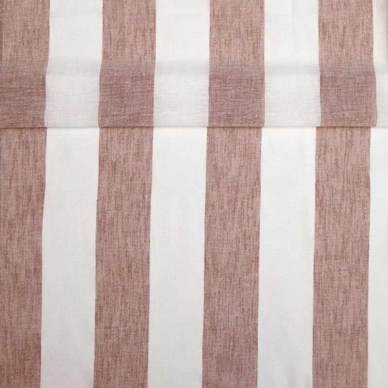 Coupon 3m Tissu Etamine Rayée Gamma Terracotta
