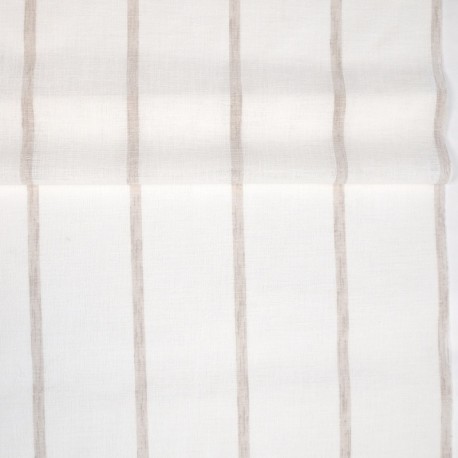 Coupon 3m Tissu Etamine Rayée Montego Coloris Lin 