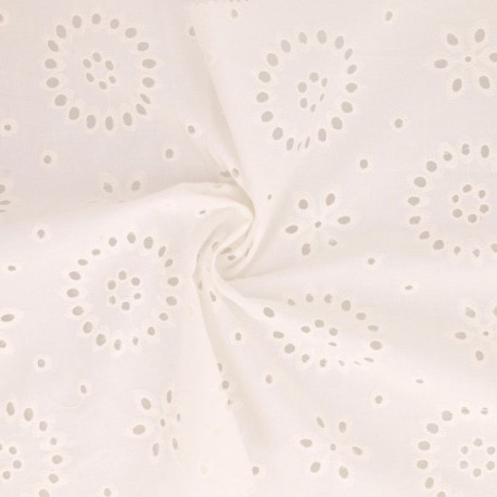 Coupon 3m Tissu Borderie Coton Uni Blanc