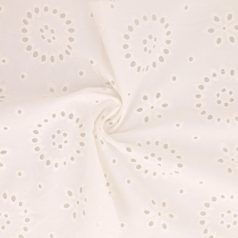 Coupon 3m Tissu Borderie Coton Uni Blanc