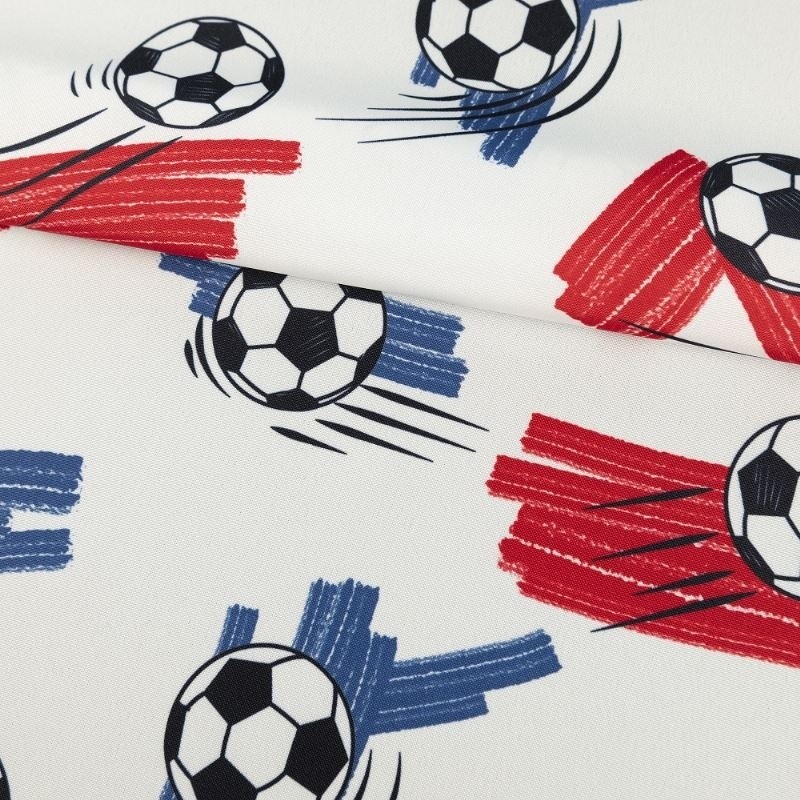 Coupon 3m Tissu Soccer Toile Imprimée Blanc