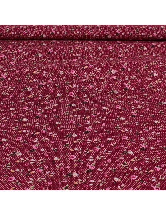Tissu popeline imprimé fleurs violet