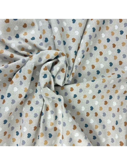 Tissu coton/polyester cœurs gris