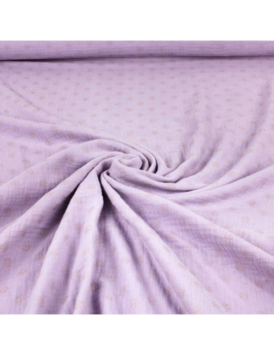 Tissu double gaze rond doré/violet