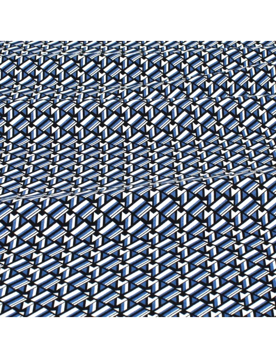 Tissu viscose géométrique bleu/noir