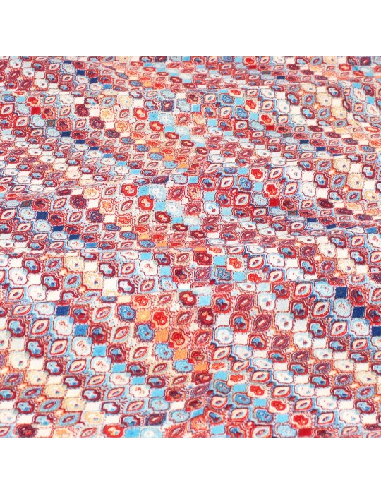 Tissu viscose imprimé géométrique multicolore