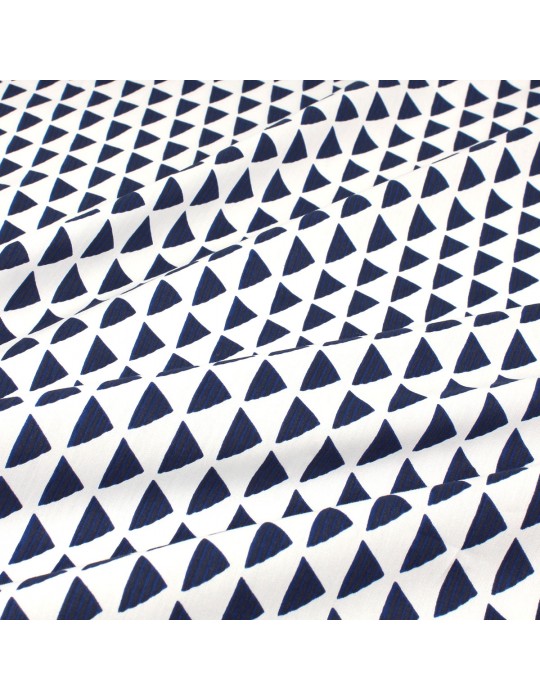 Tissu cretonne imprimé triangle blanc