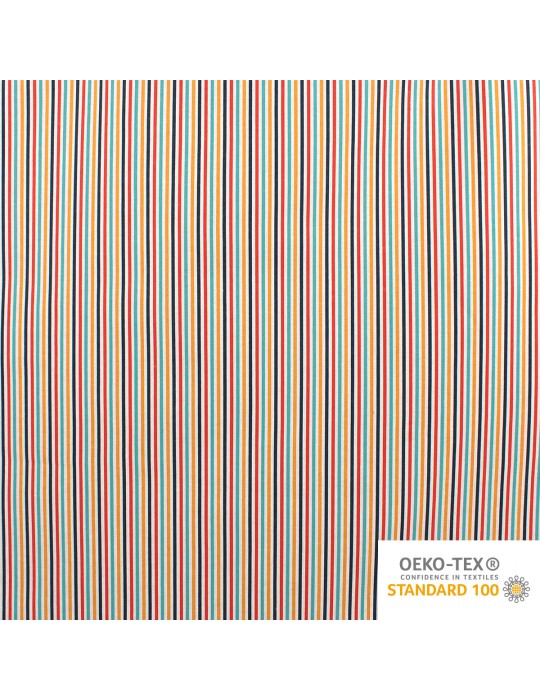 Tissu percale de coton stripe marine