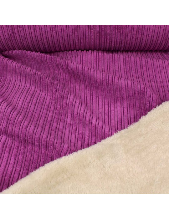Tissu velours côtélé envers fourrure violet