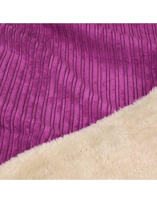 Tissu velours côtélé envers fourrure violet