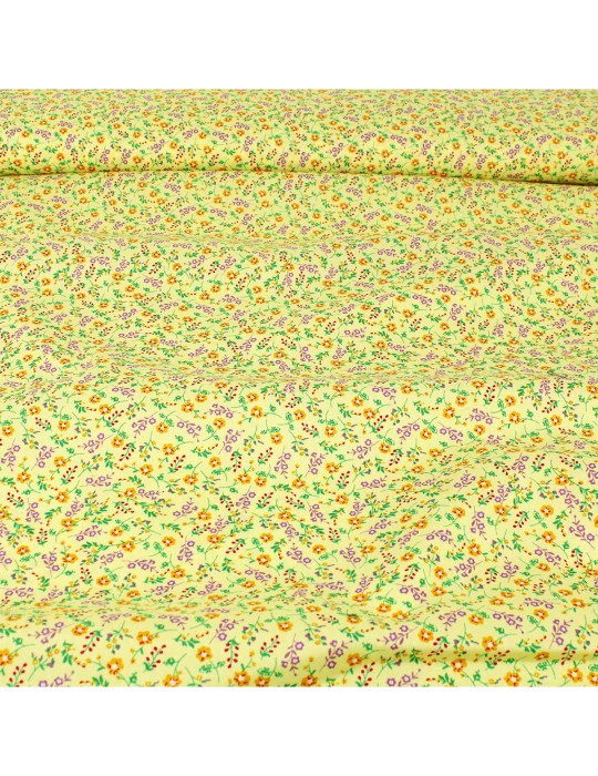 Tissu popeline petites fleurs jaune