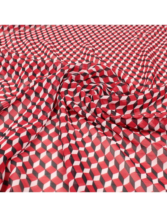 Tissu polyester cube 3d rouge
