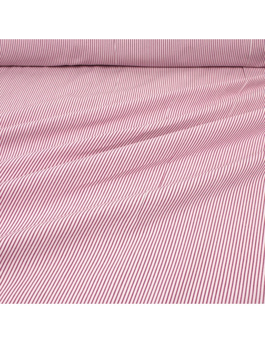 Tissu cretonne imprimé rayures rose