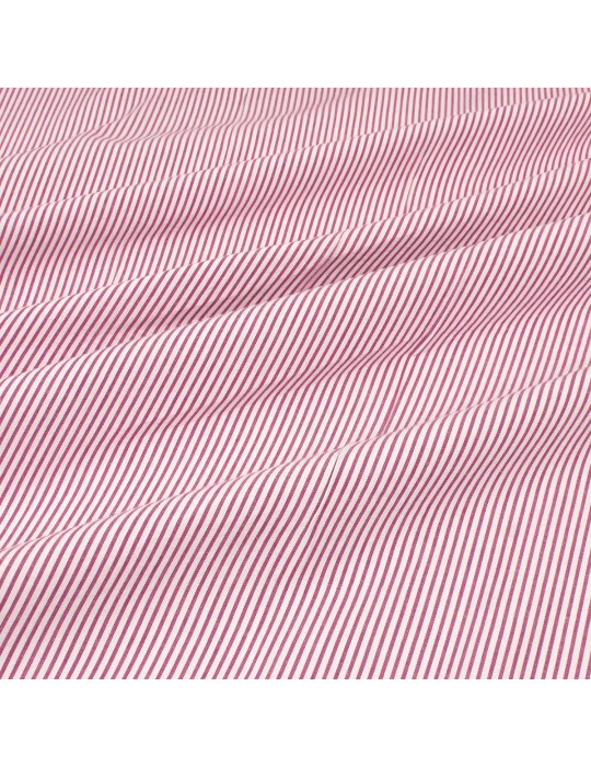 Tissu cretonne imprimé rayures rose