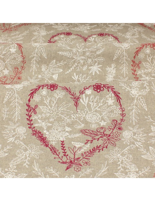 Tissu demi panama cœurs floral