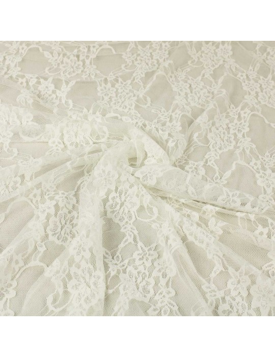 Tissu dentelle floral ivoire