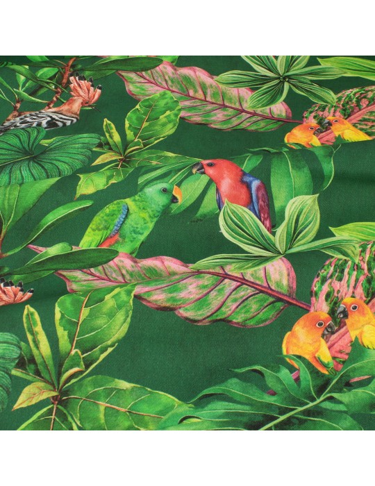Tissu coton imprimé jungle vert