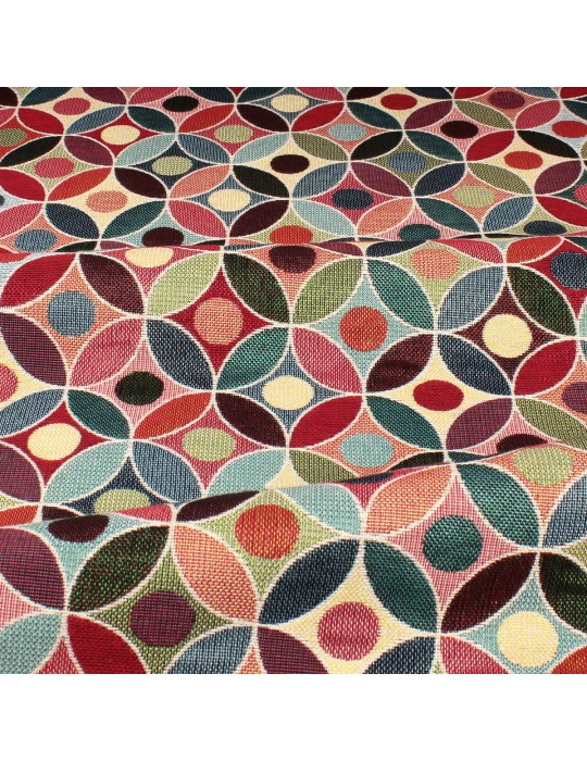 Tissu jacquard géométrique multicolore