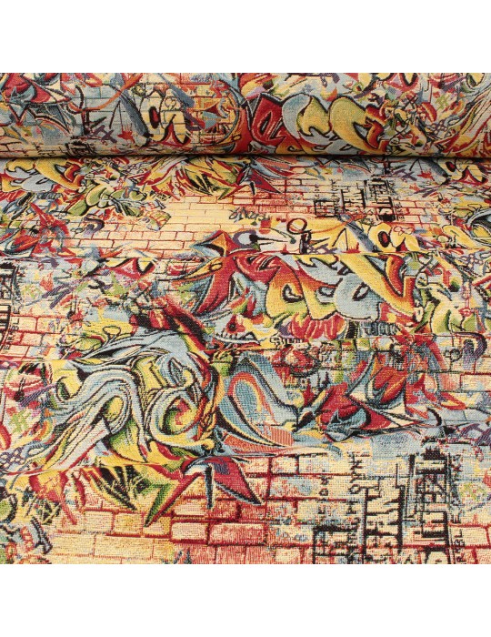 Tissu jacquard graffitis multicolore