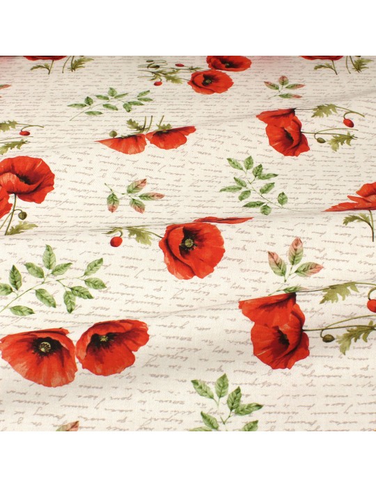 Tissu coton imprimé petites fleurs pavots