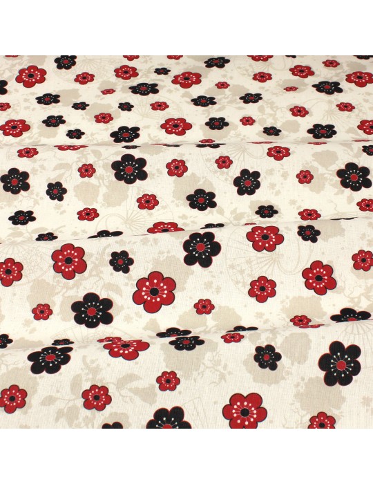 Tissu percale de coton imprimé fleurs japonais