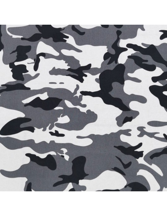 Coupon coton imprimé camouflage 150 x 50 cm gris