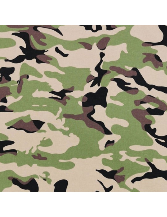 Coupon coton imprimé camouflage 300 x 150 cm beige