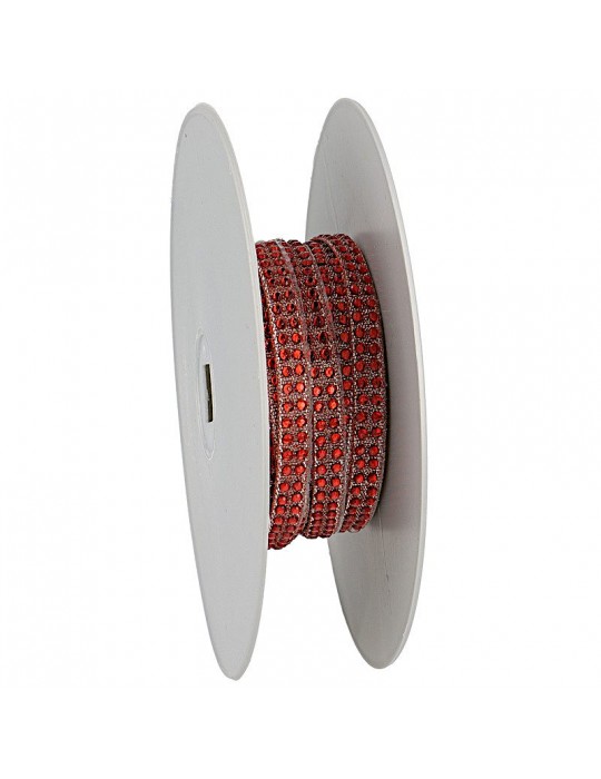 Galon strass thermocollant rouge