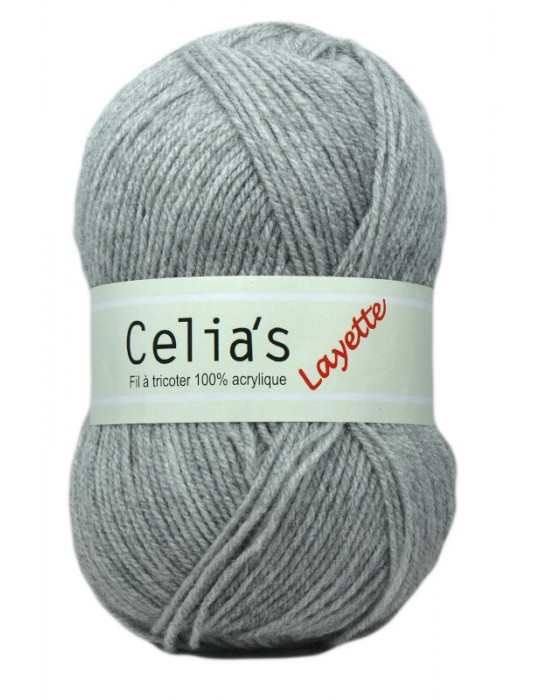 Lot de 2 pelotes de fil à tricoter Celia's layette gris