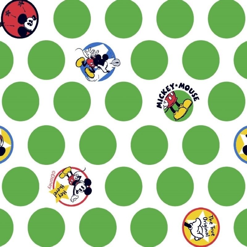 Coupon 3m Tissu Licence Mickey Stickers Imprimé Blanc