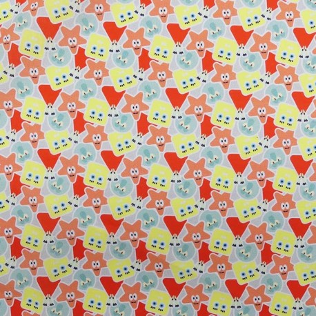 Coupon 3m Tissu Licence Bob L'eponge Imprimé Multico 