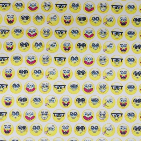 Coupon 3m Tissu Licence Bob L'eponge Imprimé Jaune 