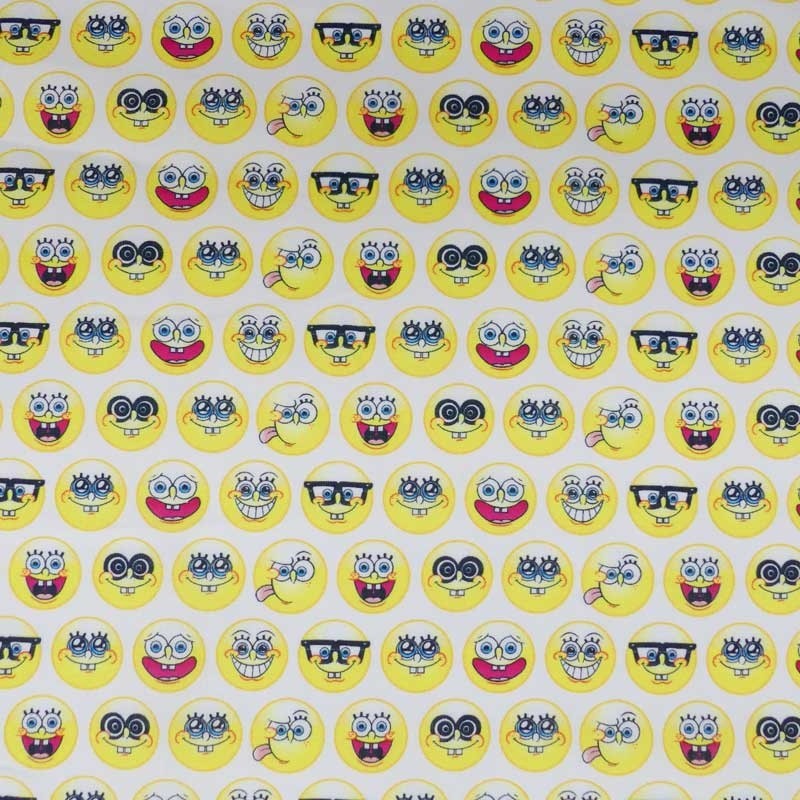 Coupon 3m Tissu Licence Bob L'eponge Imprimé Jaune 