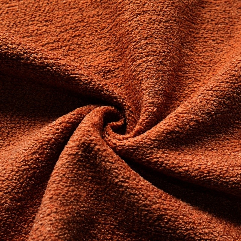 Coupon 3m Tissu Bouclette Toison Uni Terracotta 