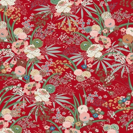 Coupon 3m Tissu Imprimé Harmonie Rouge 