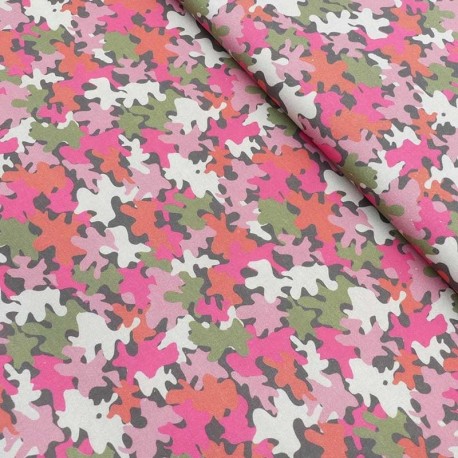 Coupon 3m Tissu Cretonne Imprimée Abstract Rose