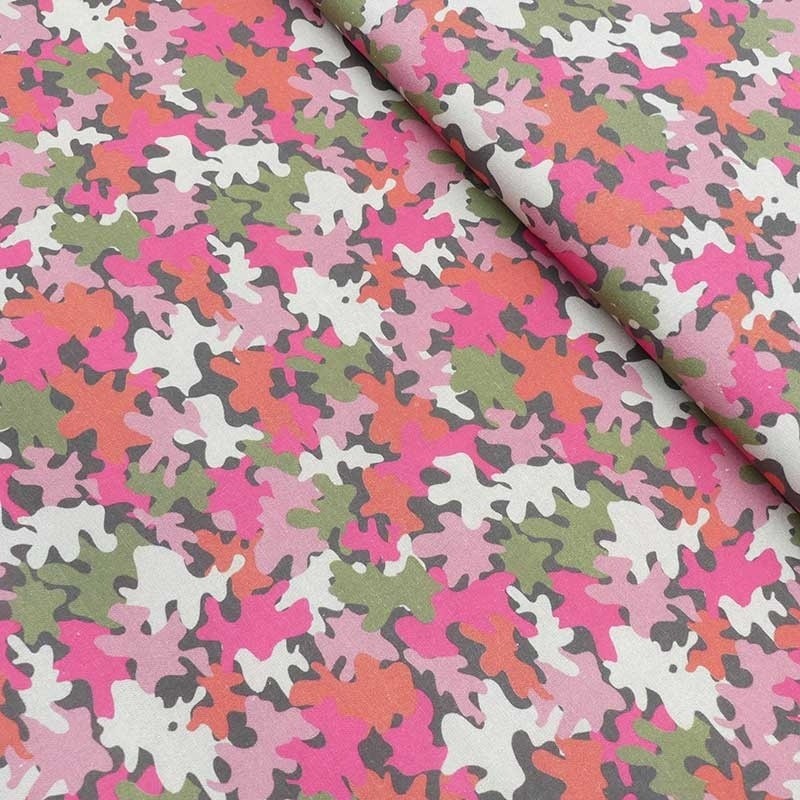 Coupon 3m Tissu Cretonne Imprimée Abstract Rose